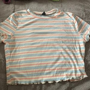 SHEIN striped cropped shirt